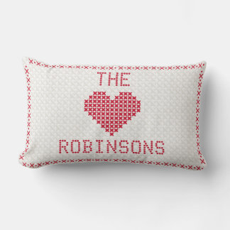 Custom Cross-stitch Couple Anniversary Gift Lumbar Cushion