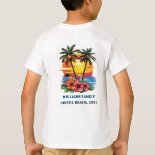 Custom Cruise Pink Palm Tree Beach Family Reunion  T-Shirt