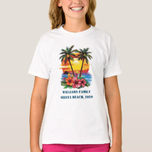 Custom Cruise Pink Palm Tree Beach Family Reunion T-Shirt