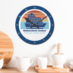 Custom Cruise Ship Boat Captain Beach Round Clock