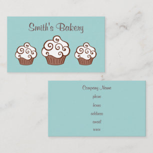 Custom Cupcake Bakery Blue Business Cards