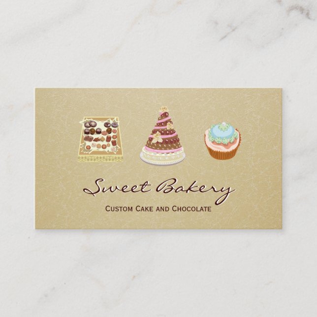 Custom Cupcake Cake Chocolate Bakery Store Business Card (Front)