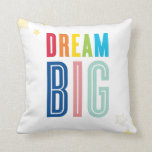 CUSTOM CUSHION modern typography dream big bright<br><div class="desc">A very "on trend" design featuring the wording 'dream big' with the birth details of your little one on the reverse side - a great keepsake for the nursery or religious event like a baptism or first day of kindergarten / school... Setup as a template it is simple for you...</div>