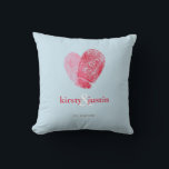 CUSTOM CUSHION simple fingerprint heart couple<br><div class="desc">A very "on trend" design featuring two fingerprints entwined to create a heart - the perfect couple's gift whether it be for their wedding, anniversary or just because... Setup as a template it is simple for you to add your own details, or hit the customise button and you can add...</div>