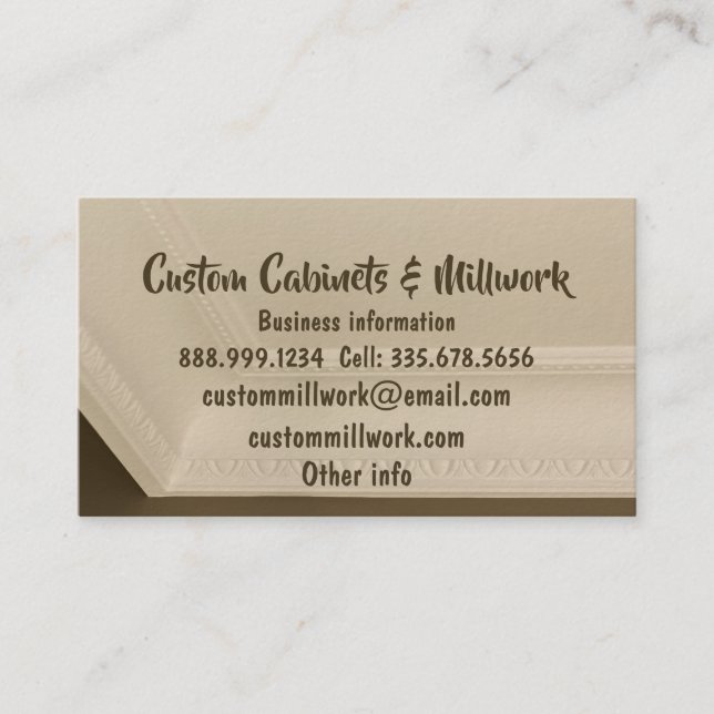 Custom Custom Cabinets & Millwork  Business Card (Front)