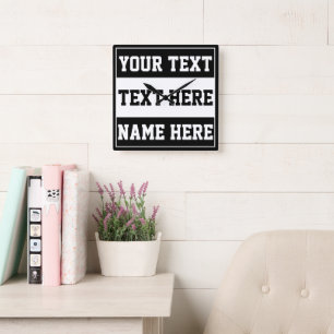 Custom customise name text personalise gift square wall clock