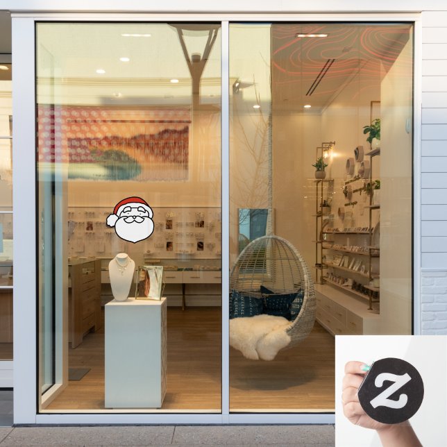Custom Cut Cute Doodle Art Santa Claus (Store Window)