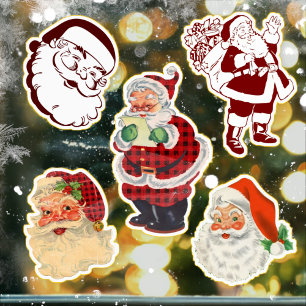 Custom Cut Retro Santa Claus Christmas Pack of 5