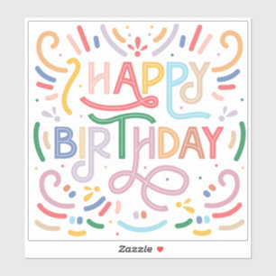 CUSTOM CUT VINYL STICKER : HAPPY BIRTHDAY