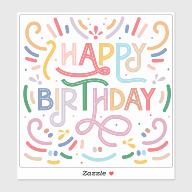 CUSTOM CUT VINYL STICKER  : HAPPY BIRTHDAY (Sheet)