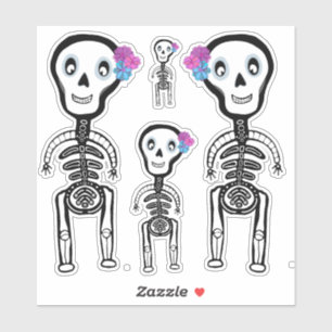 Custom-Cut Vinyl Sticker happy skeletons