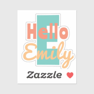 Custom-Cut Vinyl Sticker hello personal name