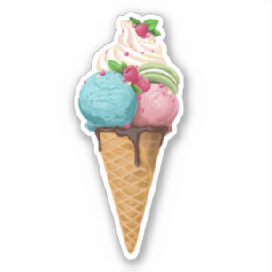 Custom-Cut Vinyl Sticker Ice Cream. 