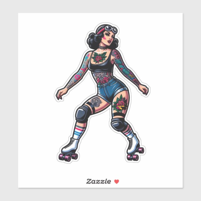 Custom-Cut Vinyl Sticker: Roller Girl (Sheet)