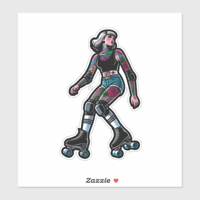 Custom-Cut Vinyl Sticker: Roller Girl (Sheet)