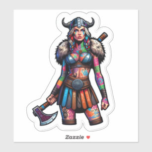 Custom-Cut Vinyl Sticker: Warrior Woman