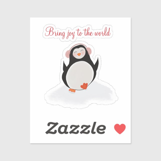  Custom-Cut Vinyl Sticker with little penguin (Sheet)