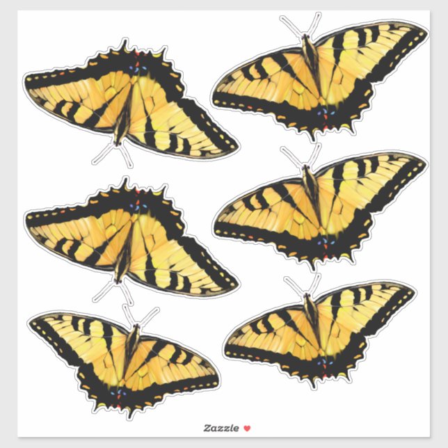 Custom Cut Vinyl Stickers - 6 Tiger Swallowtails (Sheet)