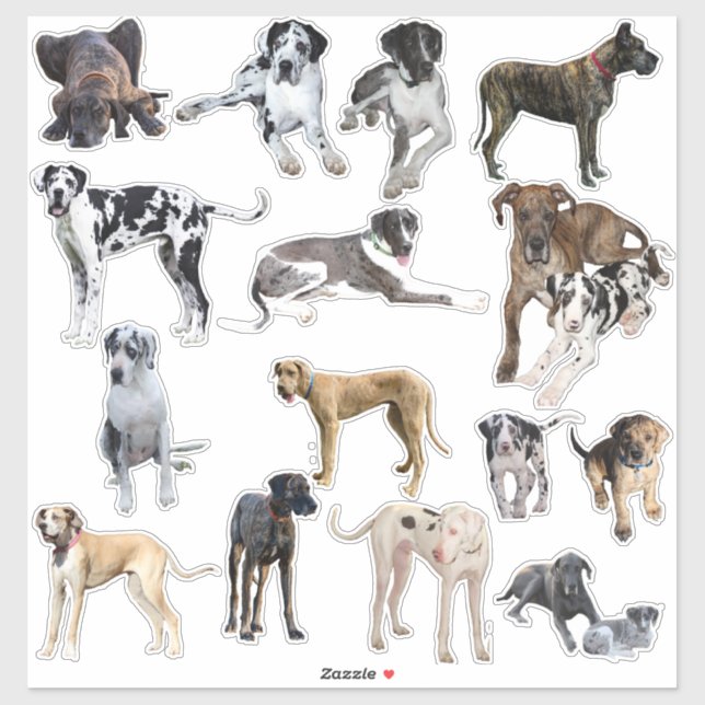 Custom-Cut Vinyl Stickers Great Danes (Sheet)