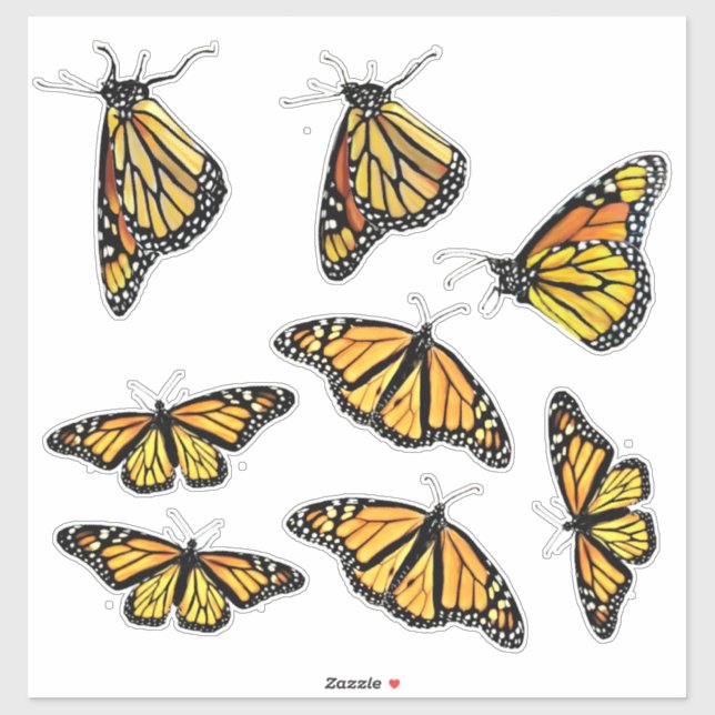 Custom Cut Vinyl Stickers - Monarch Butterflies (Sheet)