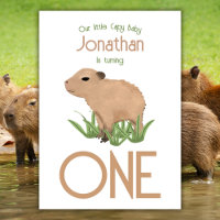 Custom Cute 1st Birthday Capybara Baby Boy