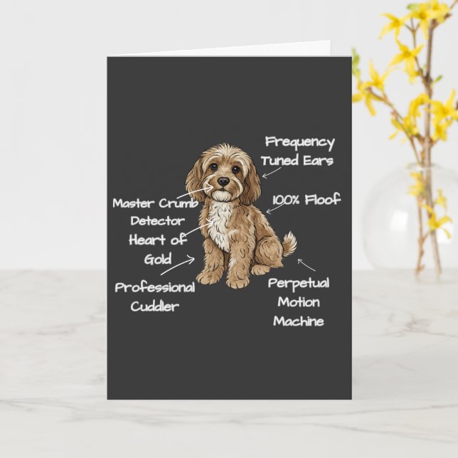 CUSTOM Cute Anatomy of a Cockapoo Dog Lover Card (Yellow Flower)