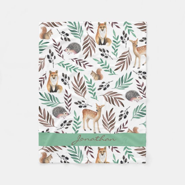 Custom Cute Animal Kid's Room Decor Fleece Blanket (Front)