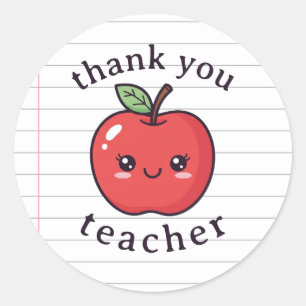 Custom Cute Apple Teacher Appreciation Thank You Classic Round Sticker