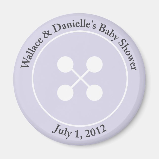 Custom Cute as a Button Baby Shower Magnet Favour (Front)
