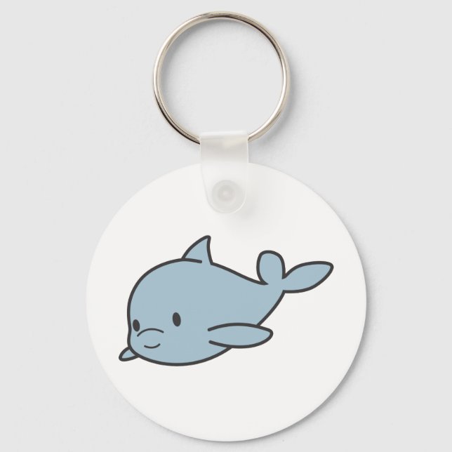 Custom Cute Baby Dolphin Cartoon Key Ring (Front)