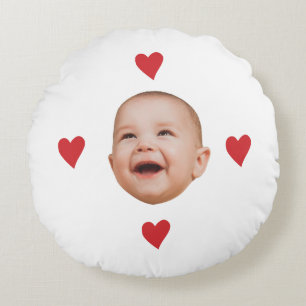 Custom Cute Baby Face One Photo Round Cushion