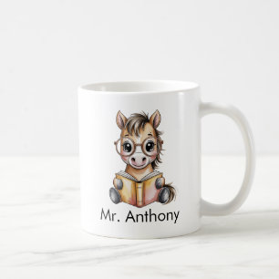 Custom Cute Baby Horse Reading a Book Coffee Mug