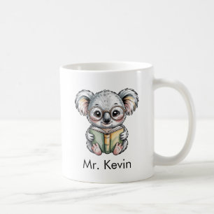 Custom Cute Baby Koala Reading a Book Coffee Mug
