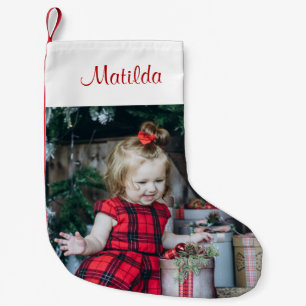 Custom Cute Baby Photo & Monogram Name Small Christmas Stocking
