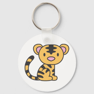 Custom Cute Baby Tiger Sitting Down Key Ring