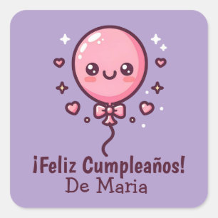 Custom Cute Balloon Cumpleaños Birthday Stickers