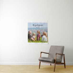 Custom Cute Beautiful Smiling Family Photo College Tapestry