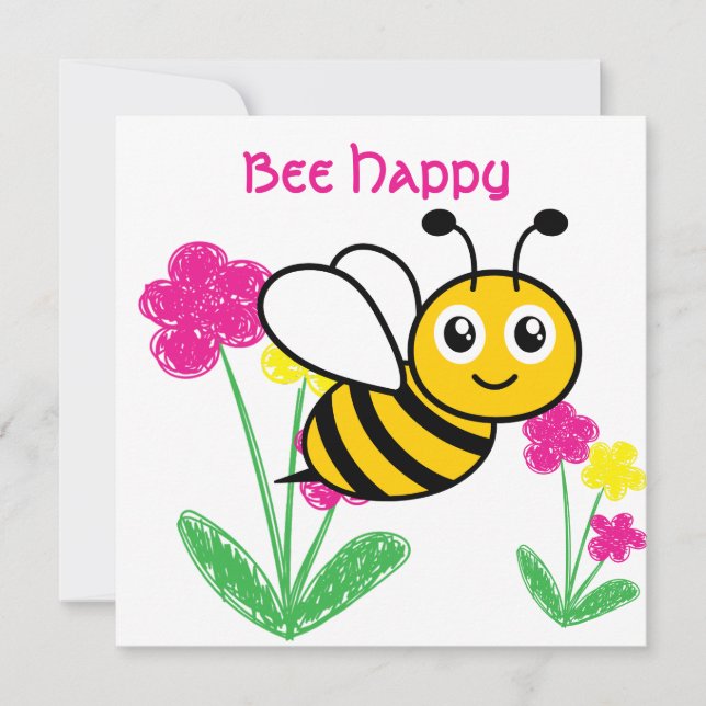 Custom Cute Bee Happy  Holiday Card (Front)