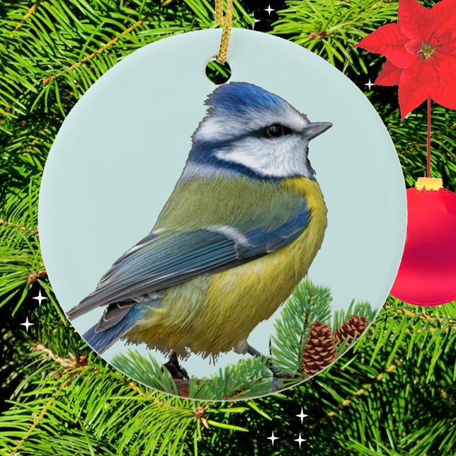 Custom Cute Blue Yellow Bird Photo Ornament (Creator Uploaded)