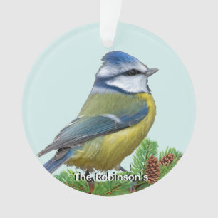 Custom Cute Blue Yellow Bird Photo Personalised Ornament