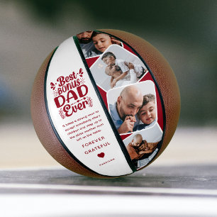 Custom Cute Bonus Dad 4 Photo & Quote Father Gift Basketball