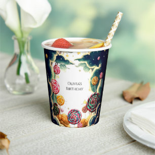Custom Cute Candyland Birthday Paper Cups