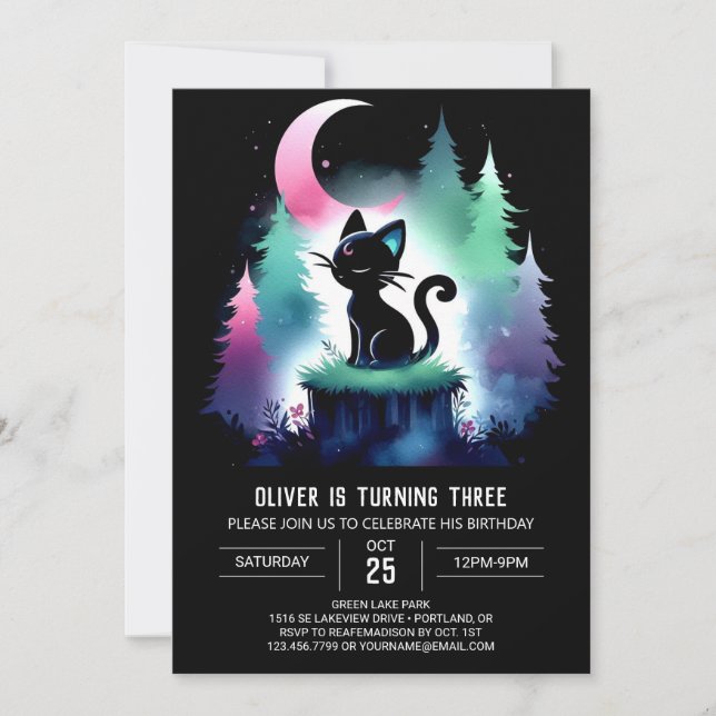 Custom Cute Cat Birthday Invitation (Front)