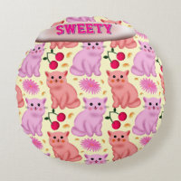 Custom Cute Cat Cherry Floral Pattern