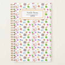 Custom Cute Cat Pattern Planner Personalised Name