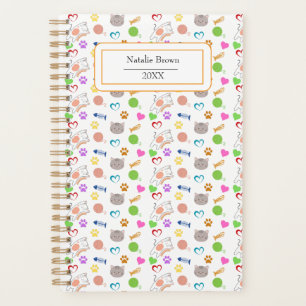 Custom Cute Cat Pattern Planner Personalised Name