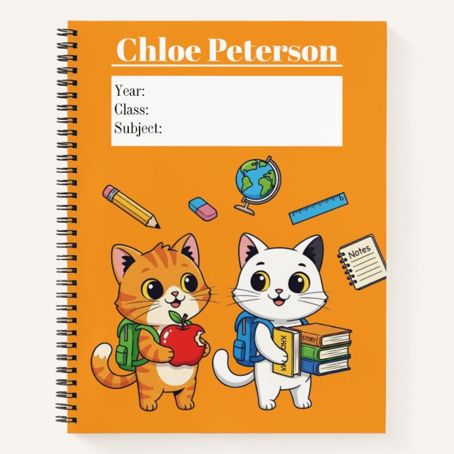 Custom Cute Cats Back-to-School Personalised  Notebook (Front)