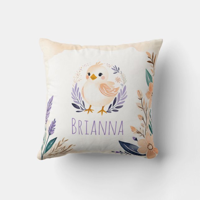 Custom Cute Chick Pillow Boho Floral Design -  (Back)