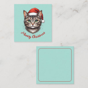 Custom Cute Christmas Cat with Santa Hat Card
