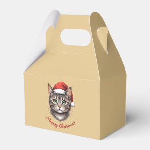 Custom Cute Christmas Cat with Santa Hat Favour Box